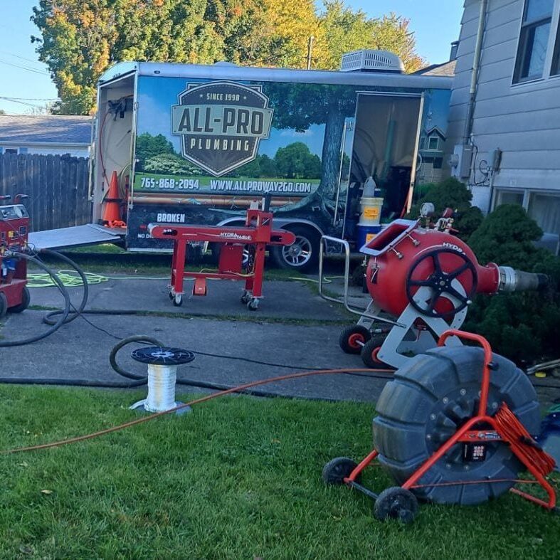 All-Pro Plumbing trenchless pipe repair equipment for CIPP lining Kokomo Indiana Avoid costly excavation with All-Pro Plumbing's trenchless pipe repair services in Kokomo